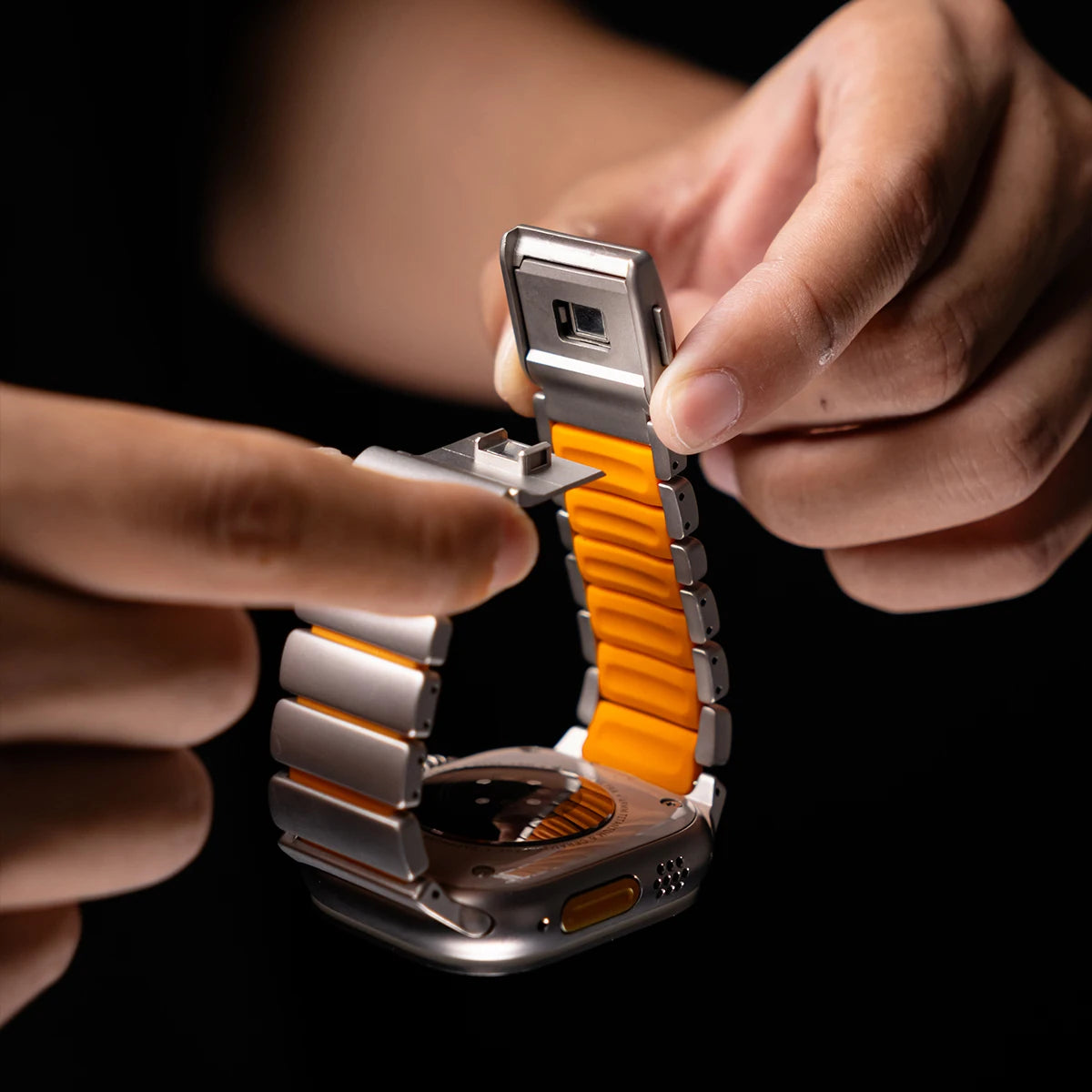 Men's Metal Rubber Magnetic Strap for Apple Watch Ultra 3/2 Band 49mm 46mm 45mm 44mm Series 11/10/9/8