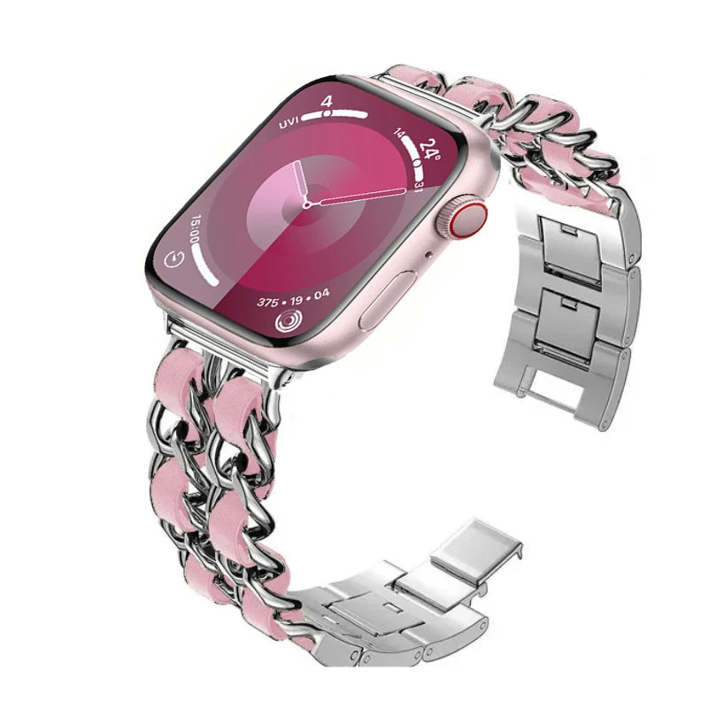 Metal Chain Bracelet for Apple Watch Band iWatch Series Ultra3/2/11/10/9/8/7/6/5/4/SE