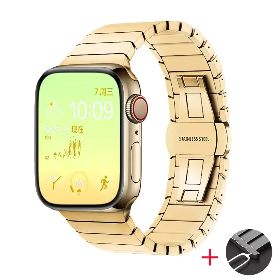 Metal Link Stainless Steel Strap for Apple Watch Band iWatch Series Ultra 11/10/9/8/7/6/5/4/SE