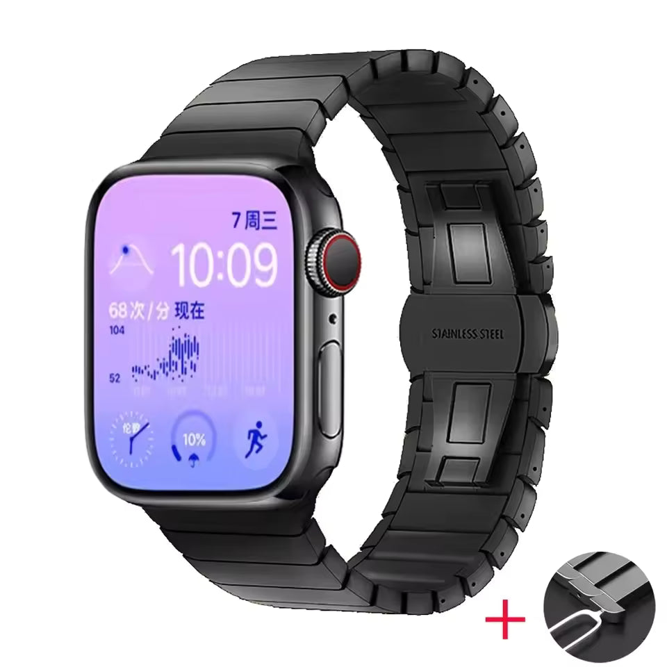 Metal Link Stainless Steel Strap for Apple Watch Band iWatch Series Ultra 11/10/9/8/7/6/5/4/SE