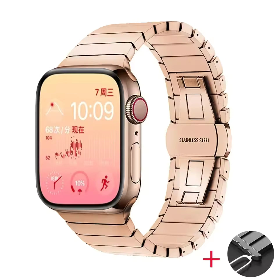 Metal Link Stainless Steel Strap for Apple Watch Band iWatch Series Ultra 11/10/9/8/7/6/5/4/SE