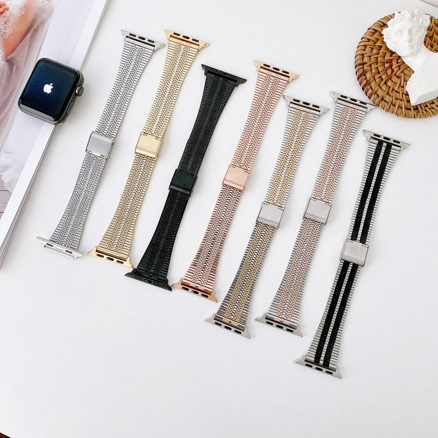 Milanese Stainless Steel Strap for Apple Watch Band iWatch Series 6/5/4/3/Ultra/2/10/9/8/7/SE
