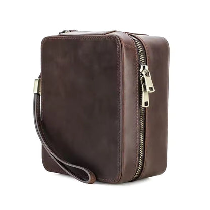 Multi-Compartment Leather Watch Box with Jewelry & Sunglasses Storage Organizer