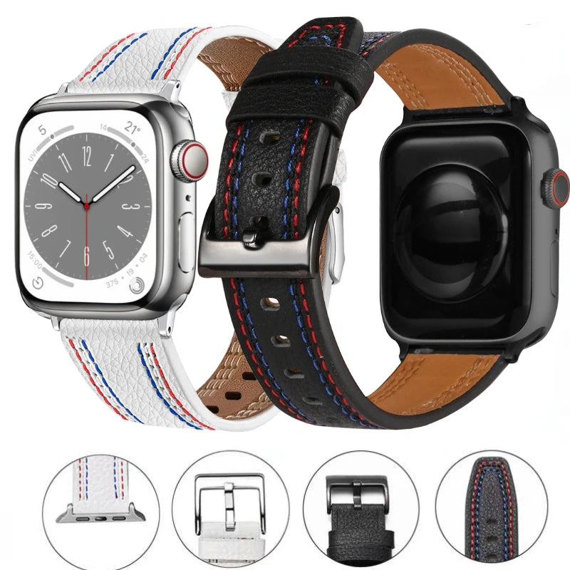 New Leather Strap for Apple Watch Band iWatch Series Ultra/10/9/8/7/6/5/4/SE