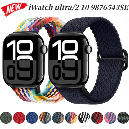 Nylon Braided Loop Elastic Strap for Apple Watch Band iWatch Series Ultra/2/10/9/8/7/6/5/4/SE/3