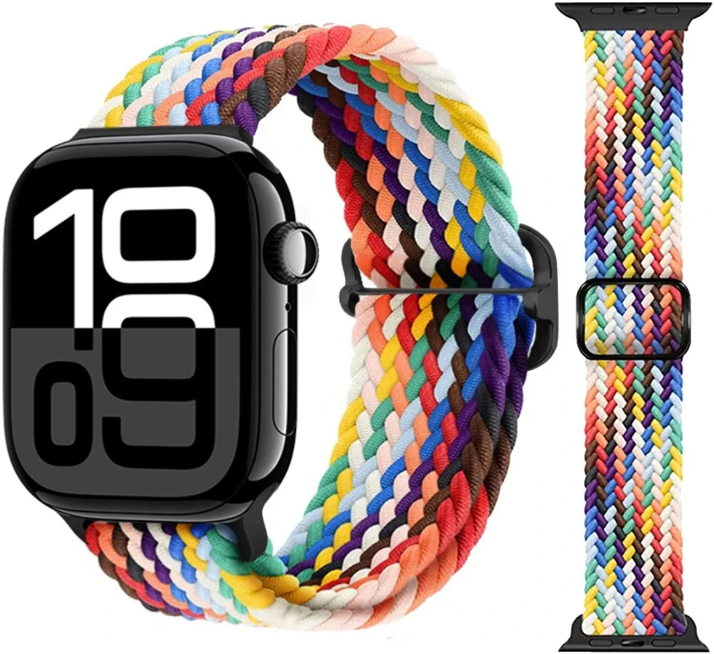 Nylon Braided Loop Elastic Strap for Apple Watch Band iWatch Series Ultra/2/10/9/8/7/6/5/4/SE/3