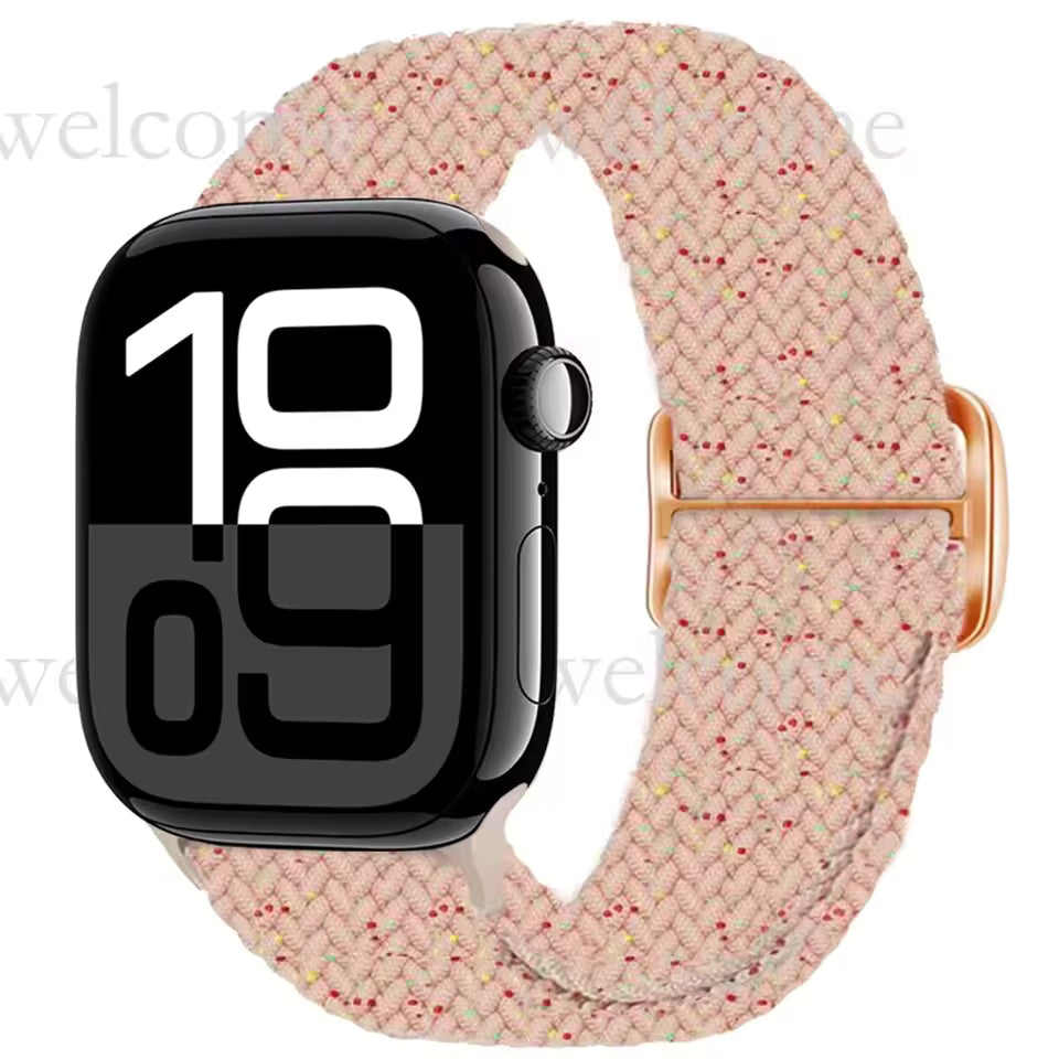 Nylon Braided Loop Elastic Strap for Apple Watch Band iWatch Series Ultra/2/10/9/8/7/6/5/4/SE/3