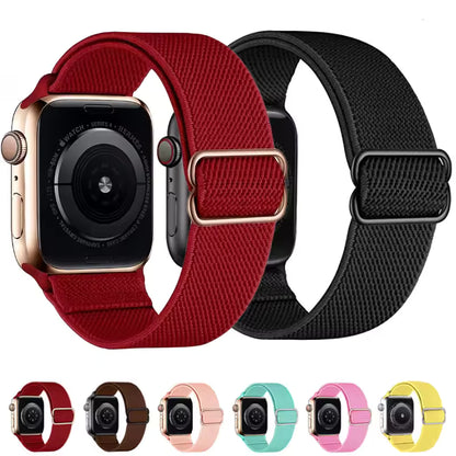 Nylon Elastic Bracelet for Apple Watch Ultra 2 Band 49mm 45mm 41mm 44mm 40mm 46mm 42mm Series 10/9/8/7/6/5/4/SE2