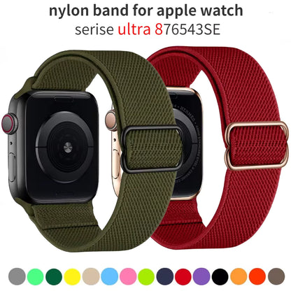 Nylon Elastic Loop Strap for Apple Watch Band iWatch Series Ultra/10/9/8/7/6/5/4/SE