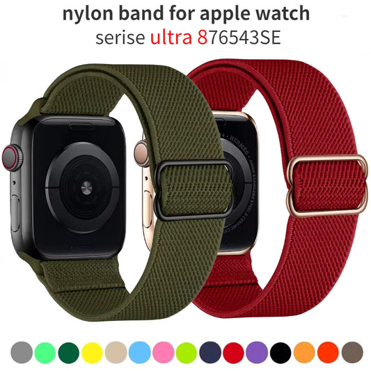 Nylon Elastic Loop Strap for Apple Watch Band iWatch Series Ultra/10/9/8/7/6/5/4/SE
