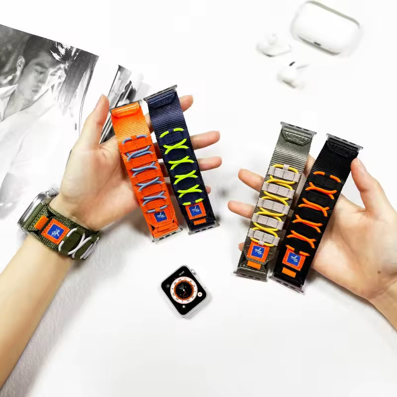 Nylon Five Loop Strap for Apple Watch Band iWatch Series Ultra2/10/9/8/7/6/5/4/SE