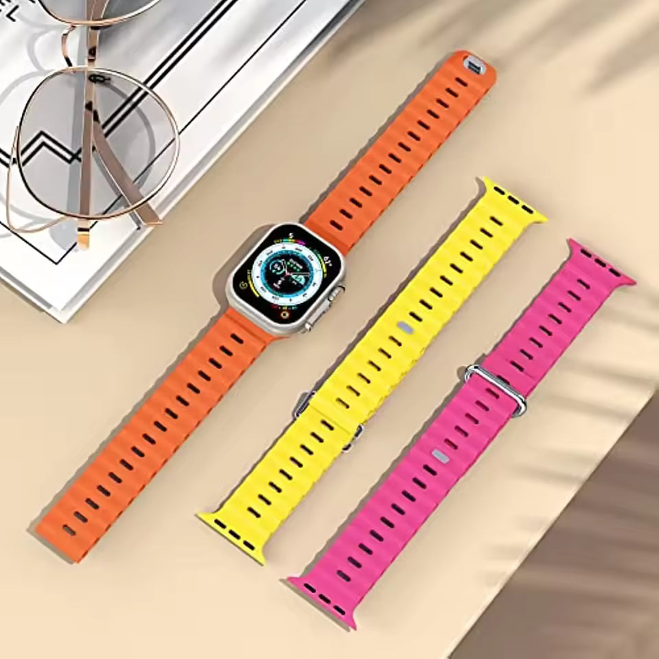 Ocean Silicone Strap for Apple Watch Band iWatch Series Ultra/11/10/9/8/7/6/5/4/SE
