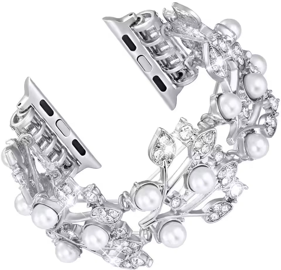 Pearl Elastic Beaded Bracelet for Apple Watch Band iWatch Series 10/9/8/7/6/5/4/SE