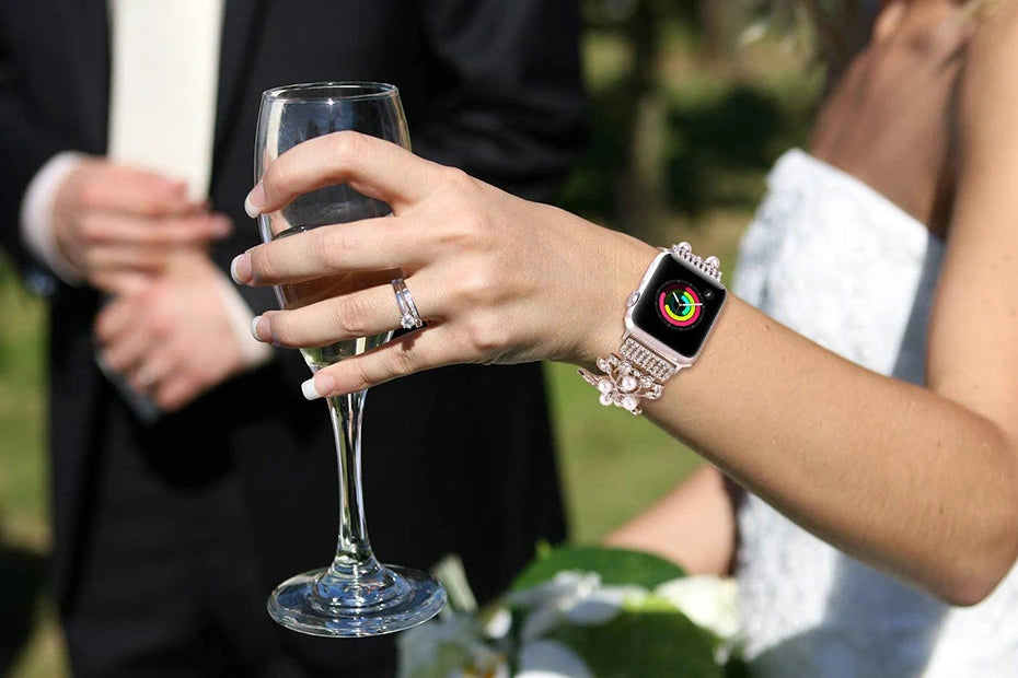 Pearl Elastic Beaded Bracelet for Apple Watch Band iWatch Series 10/9/8/7/6/5/4/SE