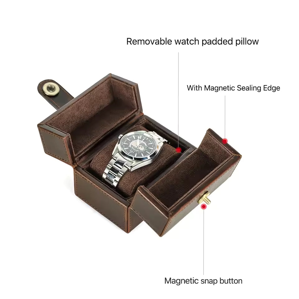 Portable Cowhide Leather Single Watch Box - Luxury Watch Case