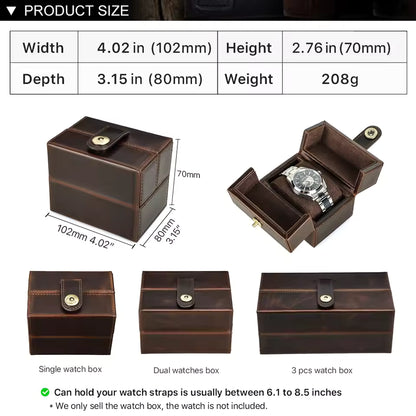 Portable Cowhide Leather Single Watch Box - Luxury Watch Case