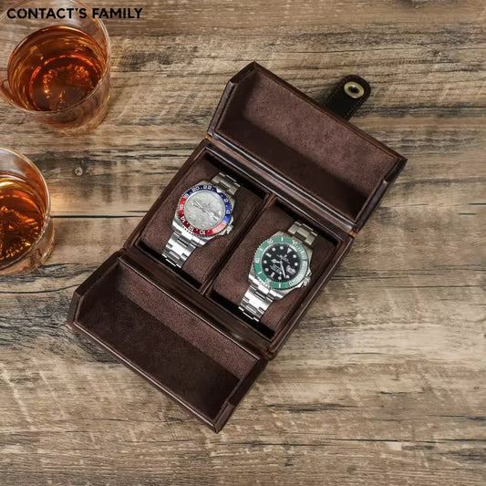 Portable Cowhide Leather 1/2 Slots Watch Box - Luxury Travel Watch Case