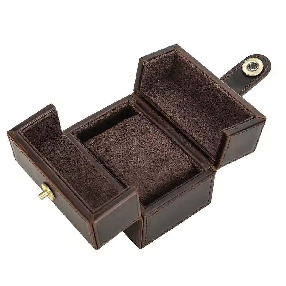 Portable Cowhide Leather 1/2 Slots Watch Box - Luxury Travel Watch Case