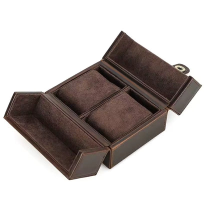 Portable Cowhide Leather 1/2 Slots Watch Box - Luxury Travel Watch Case