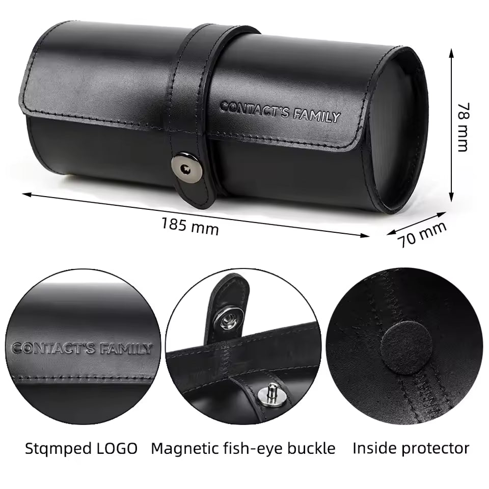 Genuine Leather 3-Slot Watch Roll Case - Portable Watch Holder Gift for Men & Women