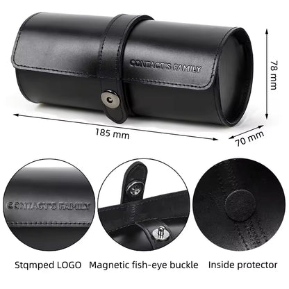 Genuine Leather 3-Slot Watch Roll Case - Portable Watch Holder Gift for Men & Women