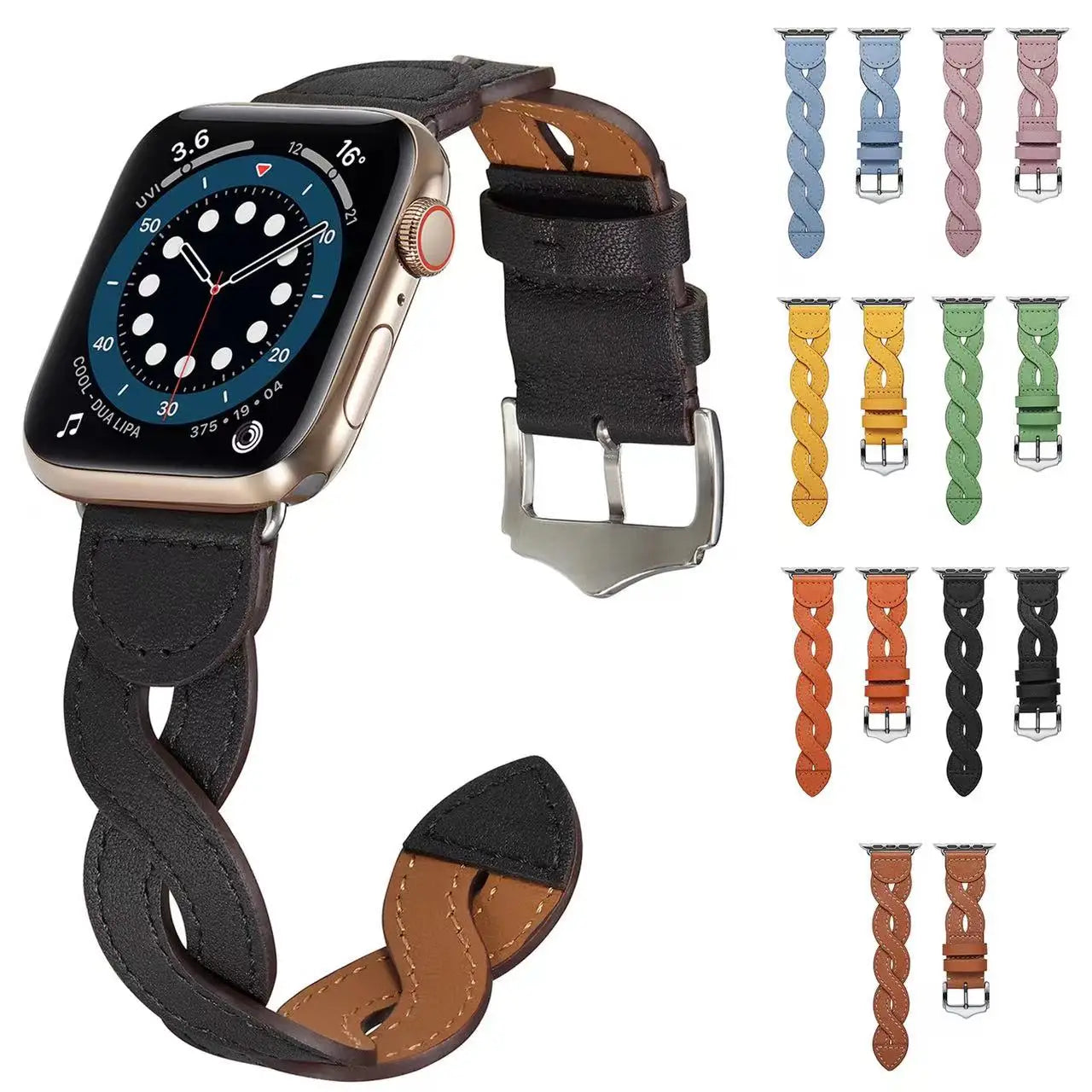 Premium Braided Leather Strap for Apple Watch Band iWatch Series Ultra2/10/9/8/7/6/5/4/3/SE
