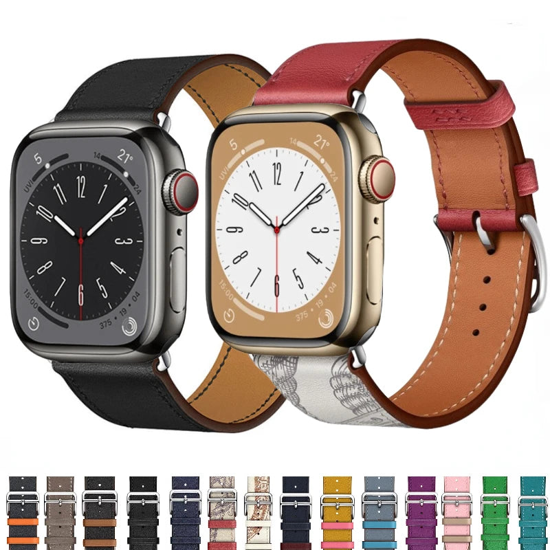 Premium Leather Strap for Apple Watch Ultra2 Band 49mm 46mm 45mm 41mm 44mm 42mm 40mm Series 10/9/8/7/6/5/4/SE