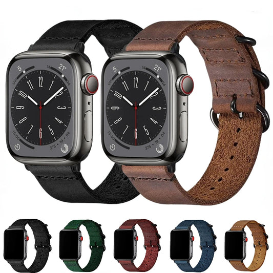 Premium Leather Three-Button Bracelet for Apple Watch Ultra Band 49mm 46mm 45mm 41mm 44mm 42mm 40mm Series 10/9/8/7/6/5/4/SE
