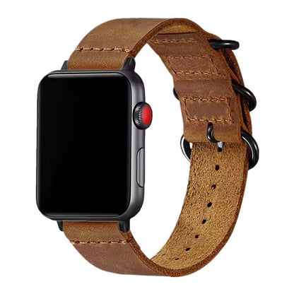 Premium Leather Three-Button Bracelet for Apple Watch Ultra Band 49mm 46mm 45mm 41mm 44mm 42mm 40mm Series 10/9/8/7/6/5/4/SE
