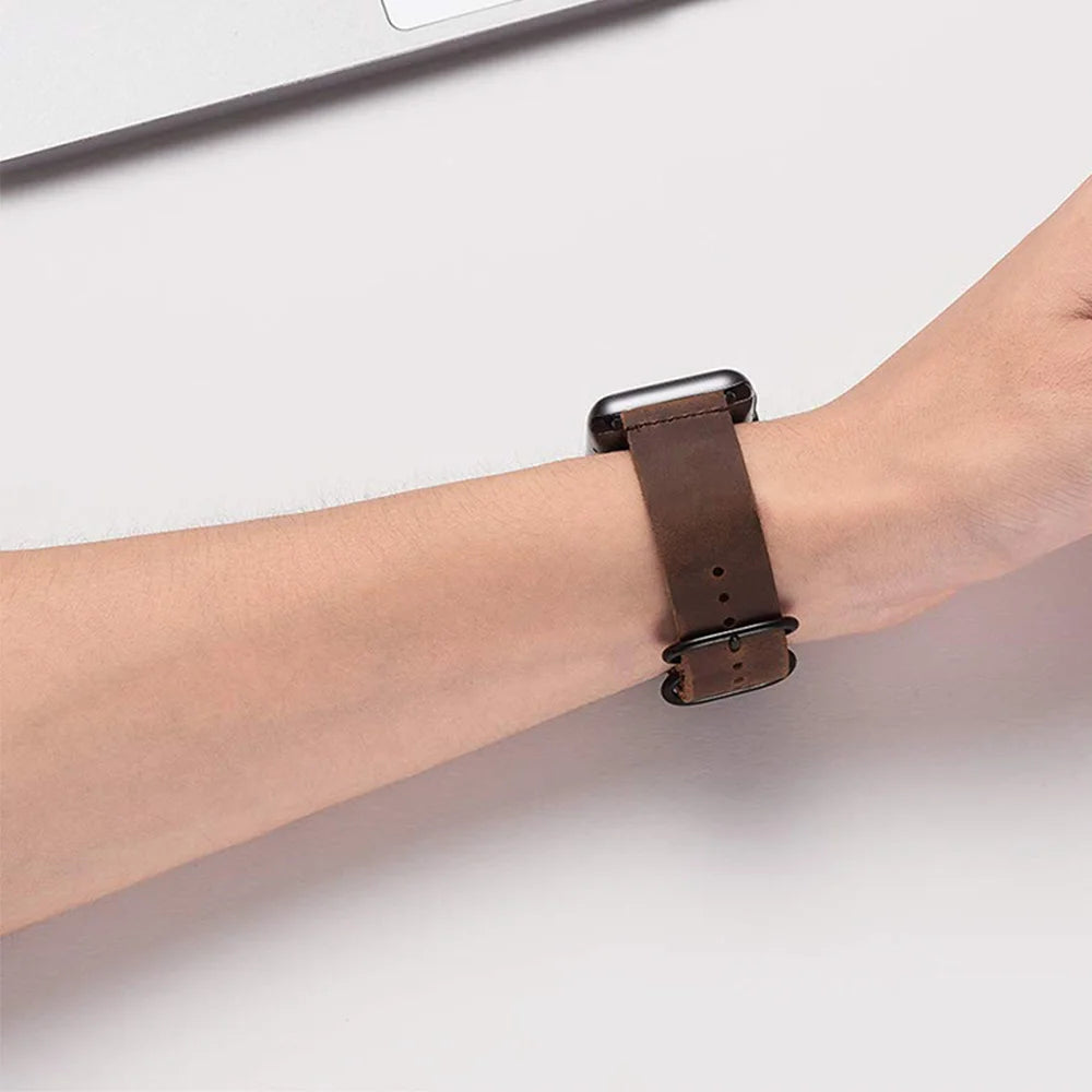 Premium Leather Three-Button Bracelet for Apple Watch Ultra Band 49mm 46mm 45mm 41mm 44mm 42mm 40mm Series 10/9/8/7/6/5/4/SE