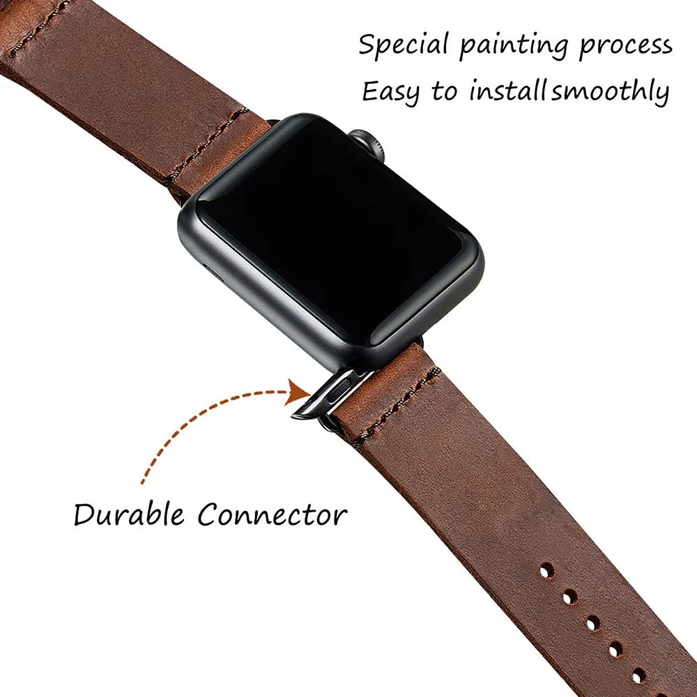 Premium Leather Three-Button Bracelet for Apple Watch Ultra Band 49mm 46mm 45mm 41mm 44mm 42mm 40mm Series 10/9/8/7/6/5/4/SE