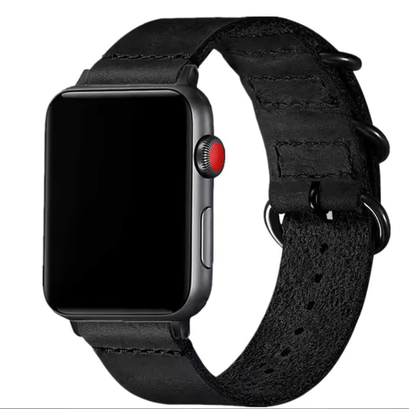 Premium Leather Three-Button Bracelet for Apple Watch Ultra Band 49mm 46mm 45mm 41mm 44mm 42mm 40mm Series 10/9/8/7/6/5/4/SE