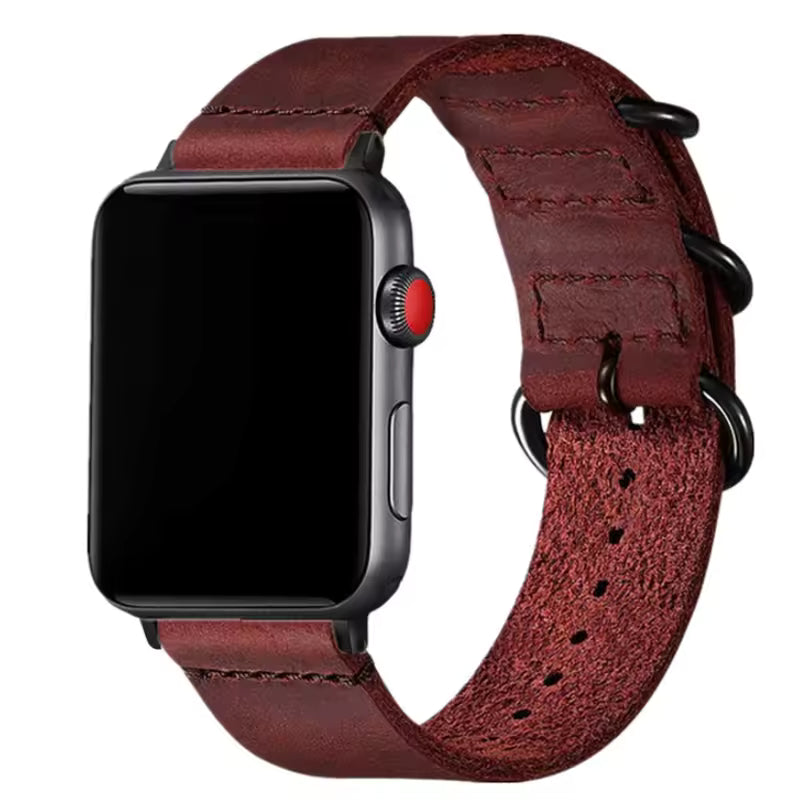 Premium Leather Three-Button Bracelet for Apple Watch Ultra Band 49mm 46mm 45mm 41mm 44mm 42mm 40mm Series 10/9/8/7/6/5/4/SE