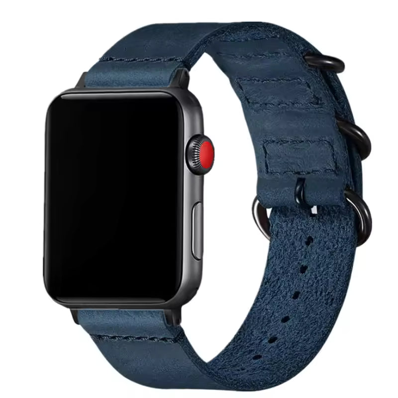 Premium Leather Three-Button Bracelet for Apple Watch Ultra Band 49mm 46mm 45mm 41mm 44mm 42mm 40mm Series 10/9/8/7/6/5/4/SE