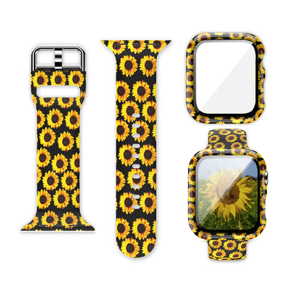 Printed Silicone Strap+Case for Apple Watch Band iWatch Series 9/8/7/6/5/4/3/SE