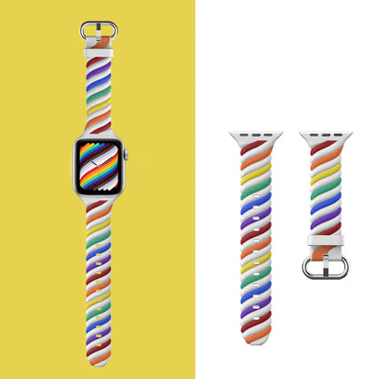 Rainbow Pattern Silicone Bracelet for Apple Watch iWatch Ultra2 Band 49mm 42mm 46mm 45mm 44mm 40mm Series 10/9/8/7/6/5/4/3/SE