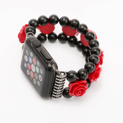 Rose Flower Agate Bracelet for Apple Watch Band iWatch Series Ultra/10/9/8/7/6/5/4/3/SE
