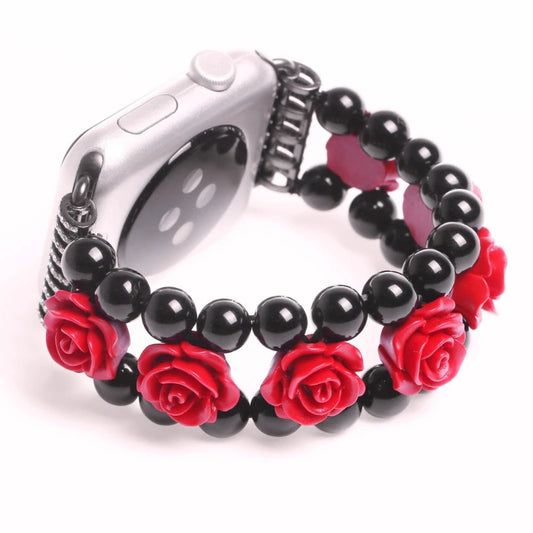 Rose Flower Agate Bracelet for Apple Watch Band iWatch Series Ultra/10/9/8/7/6/5/4/3/SE