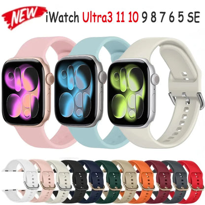 Silicone Bracelet for Apple Watch Band iWatch Series Ultra/3/11/10/9/8/7/6/5/4/SE