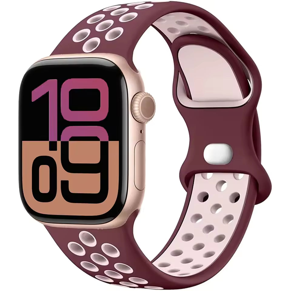 Silicone Breathable Bracelet for Apple Watch Band iWatch Series Ultra2/10/9/8/7/6/5/4/SE