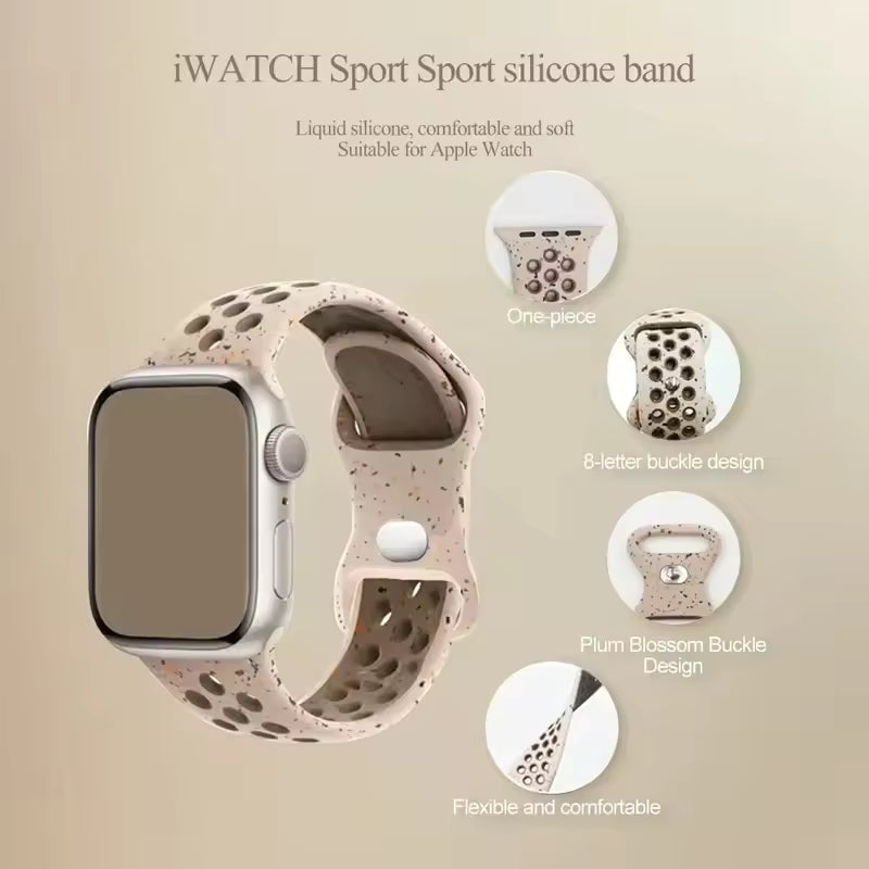 Silicone Breathable Bracelet for Apple Watch Band iWatch Series Ultra2/10/9/8/7/6/5/4/SE