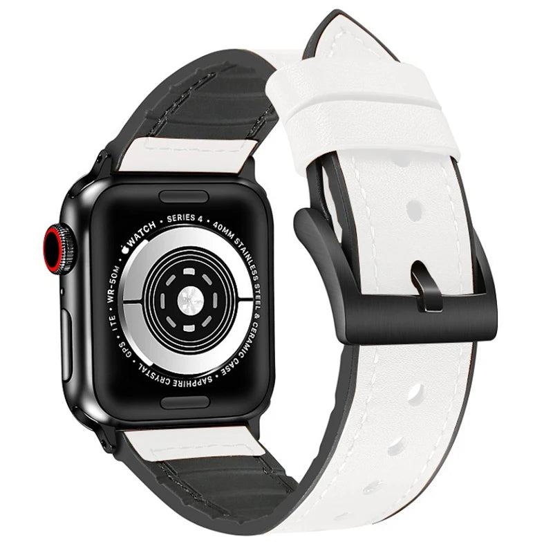 Silicone+Leather Strap for Apple Watch Band iWatch Series Ultra3/11/10/9/8/7/6/5/4/SE