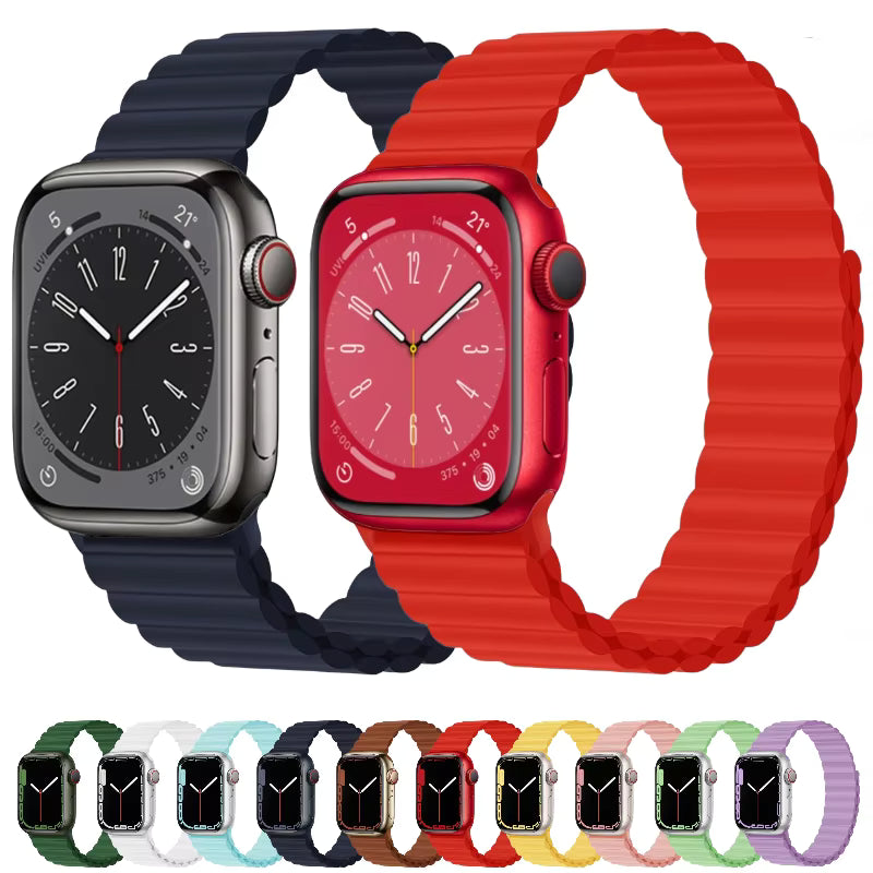 Silicone Magnetic Bracelet for Apple Watch Band iWatch Series Ultra3/11/10/9/8/7/6/5/4/SE