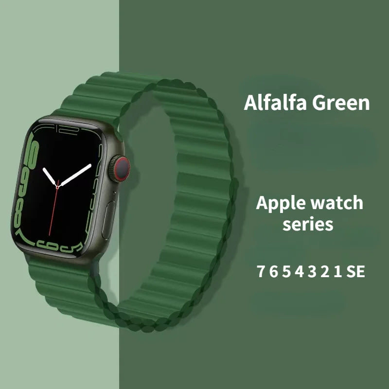 Silicone Magnetic Bracelet for Apple Watch Band iWatch Series Ultra3/11/10/9/8/7/6/5/4/SE