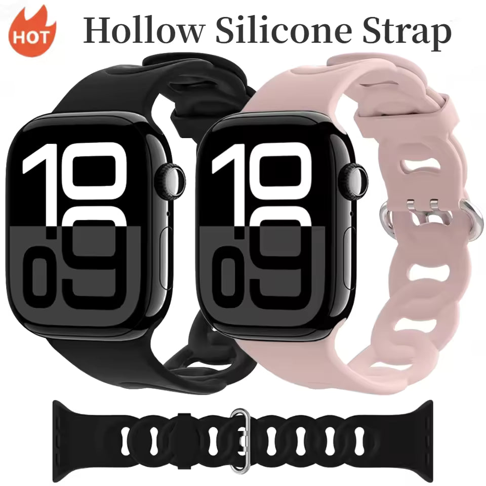 Silicone Sports Bracelet for Apple Watch band iWatch Series 10/9/8/7/Ultra/6/5/4/SE