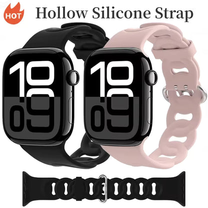 Silicone Sports Bracelet for Apple Watch band iWatch Series 10/9/8/7/Ultra/6/5/4/SE