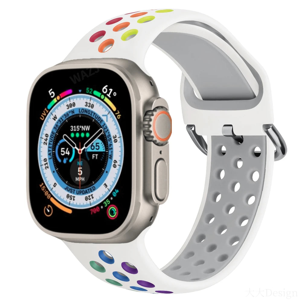 Silicone Sports Bracelet for Apple Watch Band iWatch Series Ultra3/2/11/10/9/8/7/6/5/4/SE