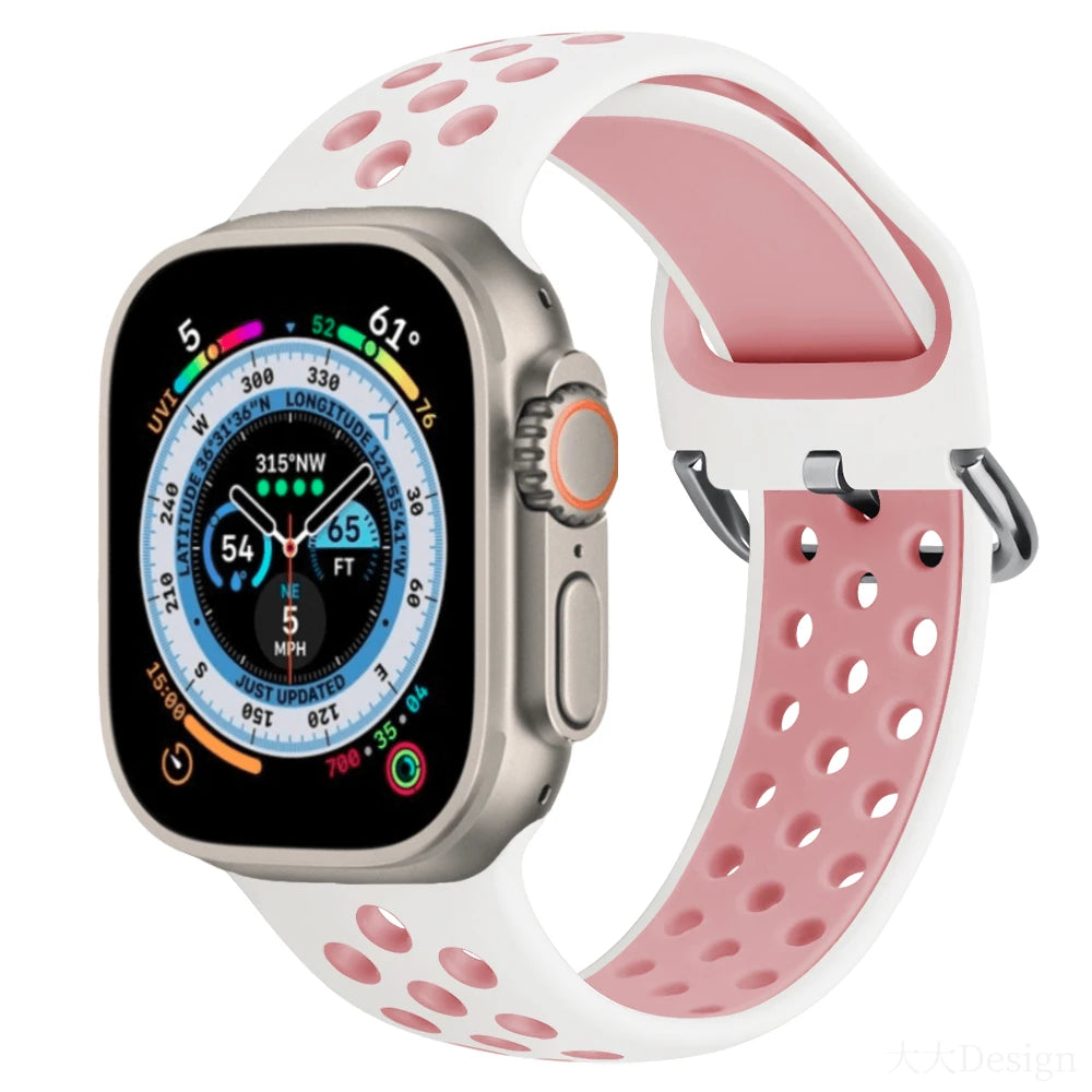 Silicone Sports Bracelet for Apple Watch Band iWatch Series Ultra3/2/11/10/9/8/7/6/5/4/SE