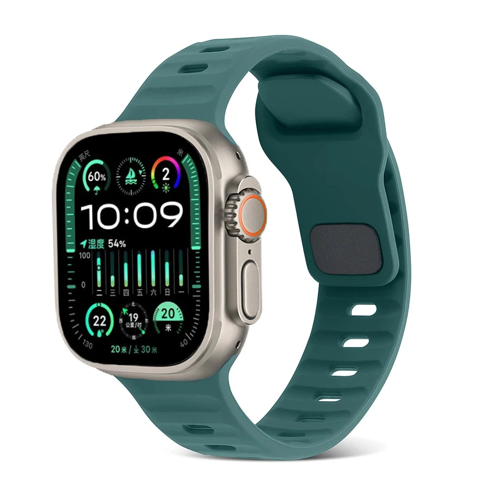 Silicone Sports Strap for Apple Watch Band iWatch Series Ultra2/11/10/9/8/7/6/5/4/3/SE2