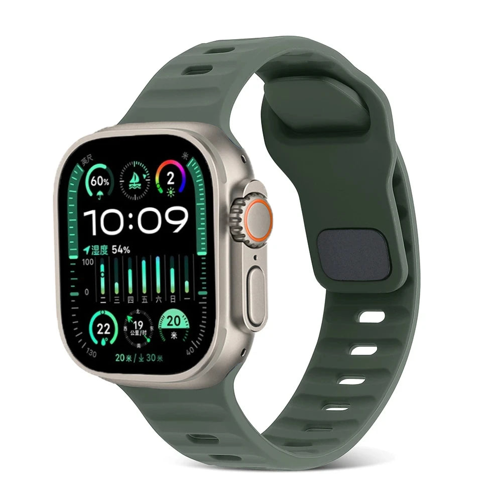 Silicone Sports Strap for Apple Watch Band iWatch Series Ultra2/11/10/9/8/7/6/5/4/3/SE2